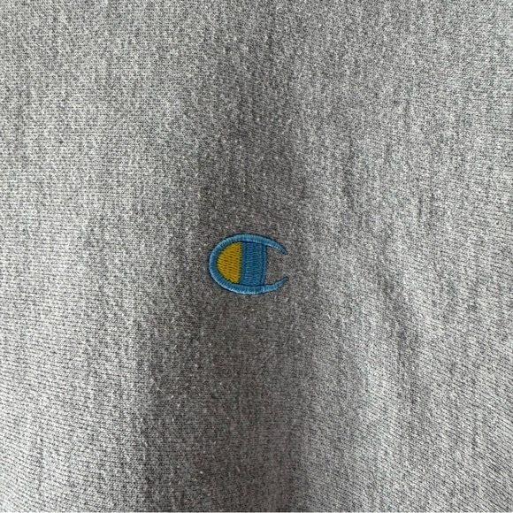CHAMPION Reverse Weave Large Logo Crewneck Sweatshirt Gray/Blue Size Medium - Picture 4 of 7